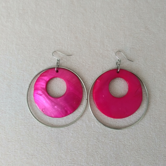 Pink and Sliver Earrings - Picture 2 of 2